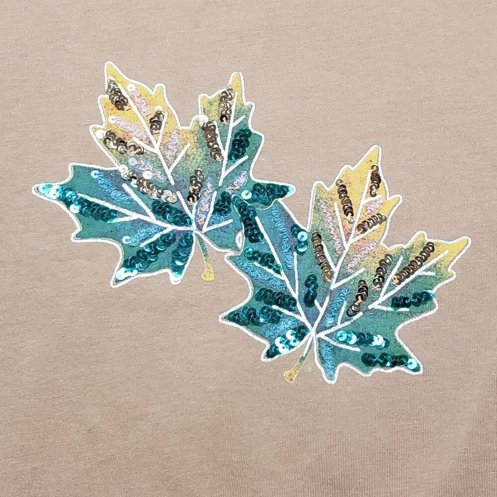 J.Crew Factory Collector's Tee Sequin Fall Leaves Graphic Tee Women's XS Mustard - Picture 13 of 16